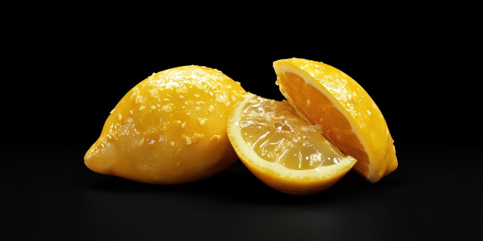 Freshly cut lemons showcasing vibrant yellow color and juicy interior on a dark background for culinary inspiration